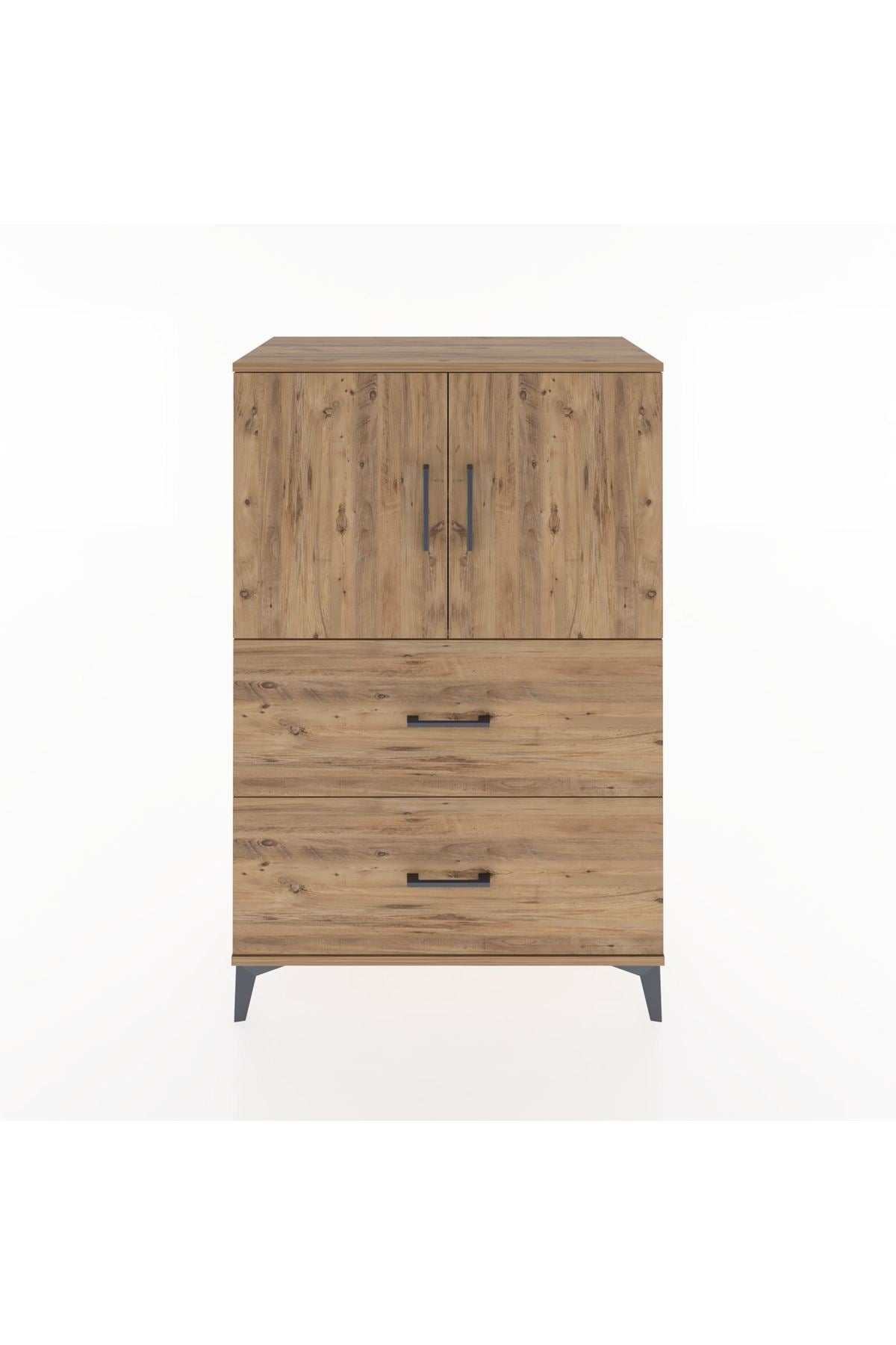 Hyperion Dolap 2 Raflı 2 Çekmeceli 2 Kapaklı 88x44x134 Çam-Çam