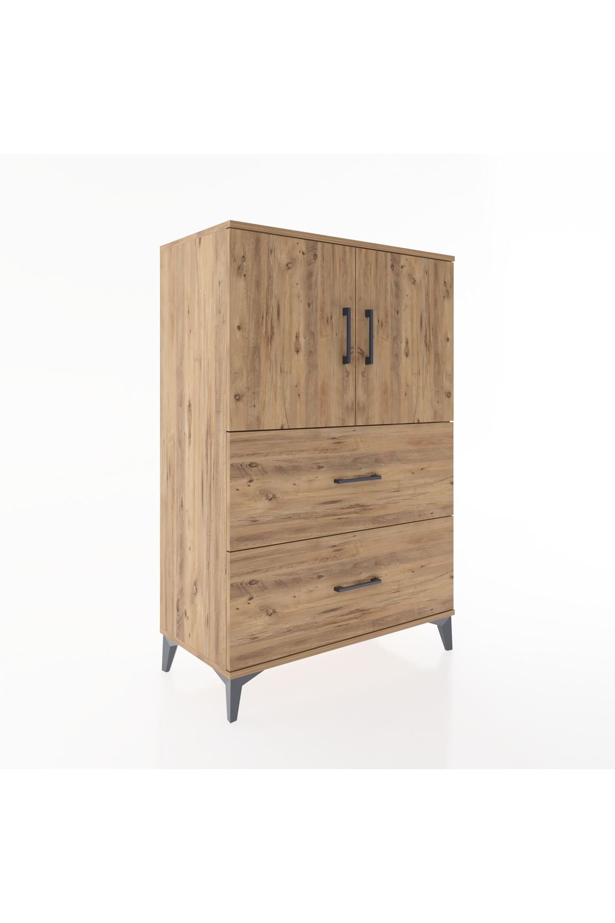 Hyperion Dolap 2 Raflı 2 Çekmeceli 2 Kapaklı 88x44x134 Çam-Çam