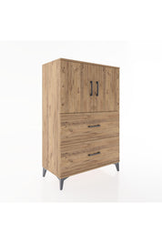 Hyperion Dolap 2 Raflı 2 Çekmeceli 2 Kapaklı 88x44x134 Çam-Çam