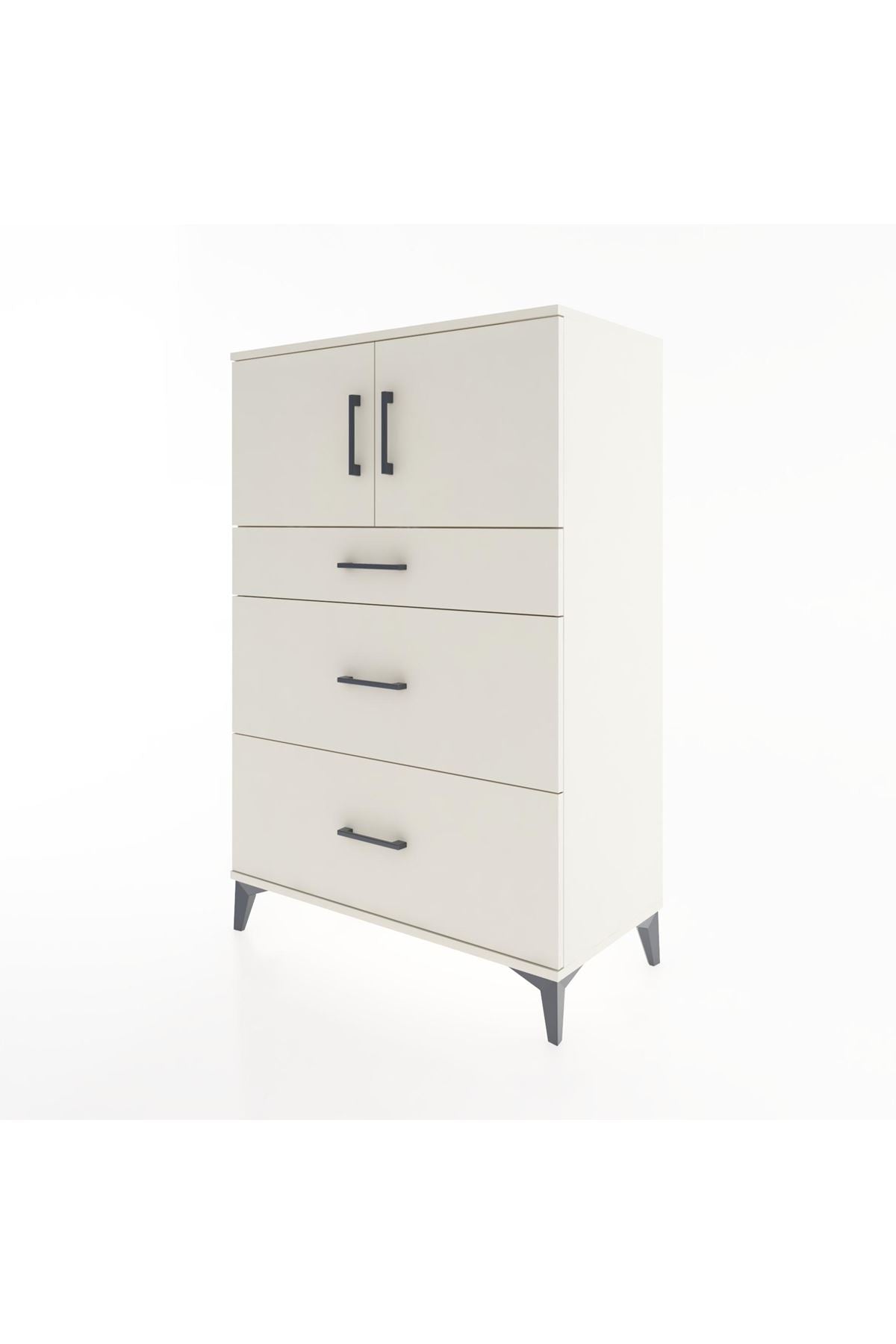 Hyperion Dolap Tek Raflı 3 Çekmeceli 2 Kapaklı 88x44x134 Aytaşı-Aytaşı