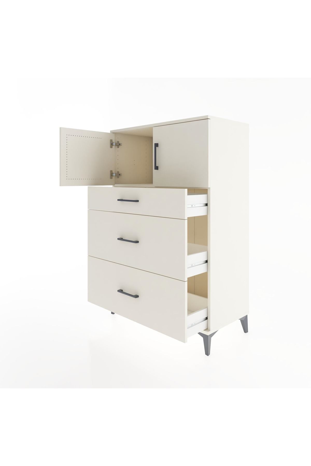 Hyperion Dolap Tek Raflı 3 Çekmeceli 2 Kapaklı 88x44x134 Aytaşı-Aytaşı