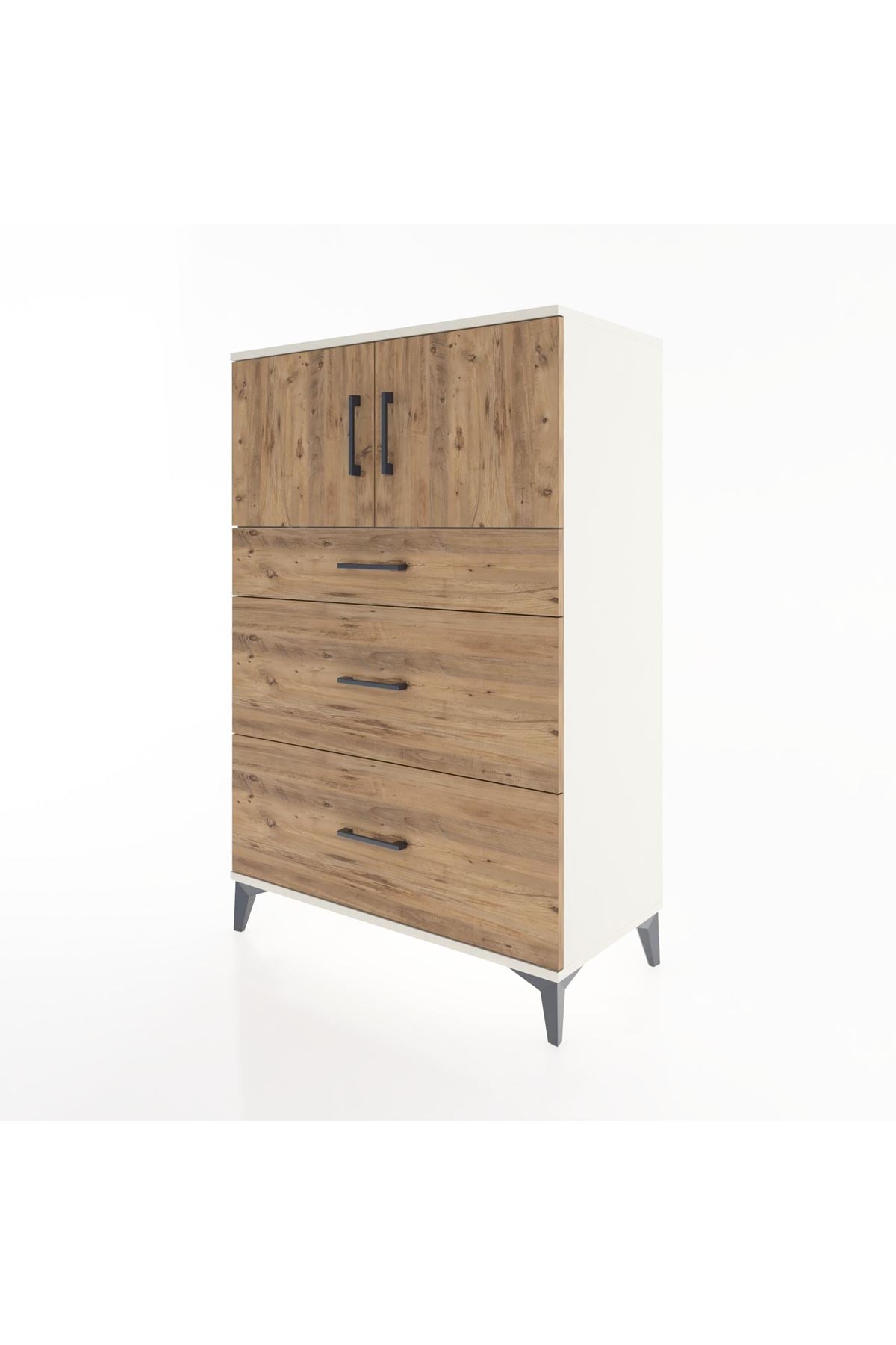Hyperion Dolap Tek Raflı 3 Çekmeceli 2 Kapaklı 88x44x134 - S51M086V3B