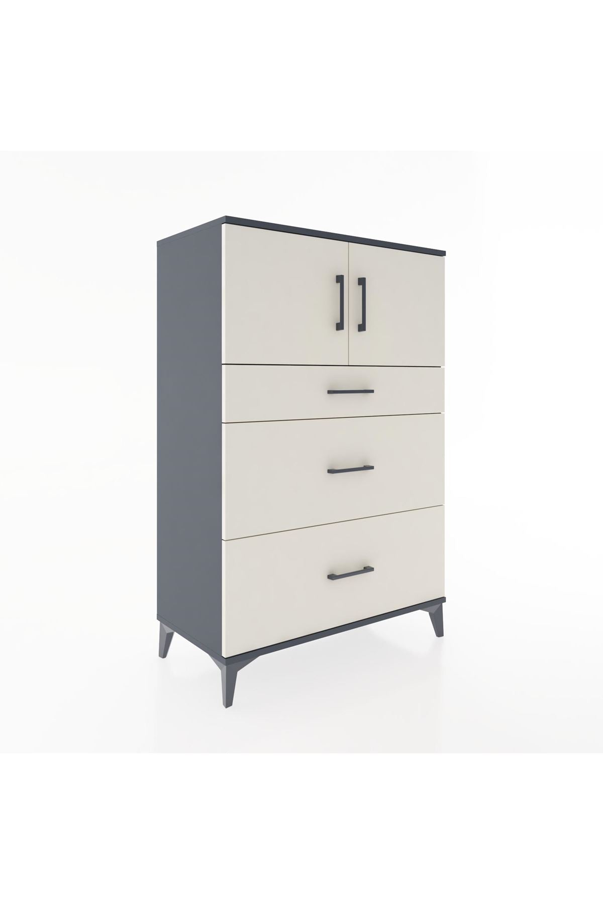 Hyperion Dolap Tek Raflı 3 Çekmeceli 2 Kapaklı 88x44x134 Antrasit-Aytaşı