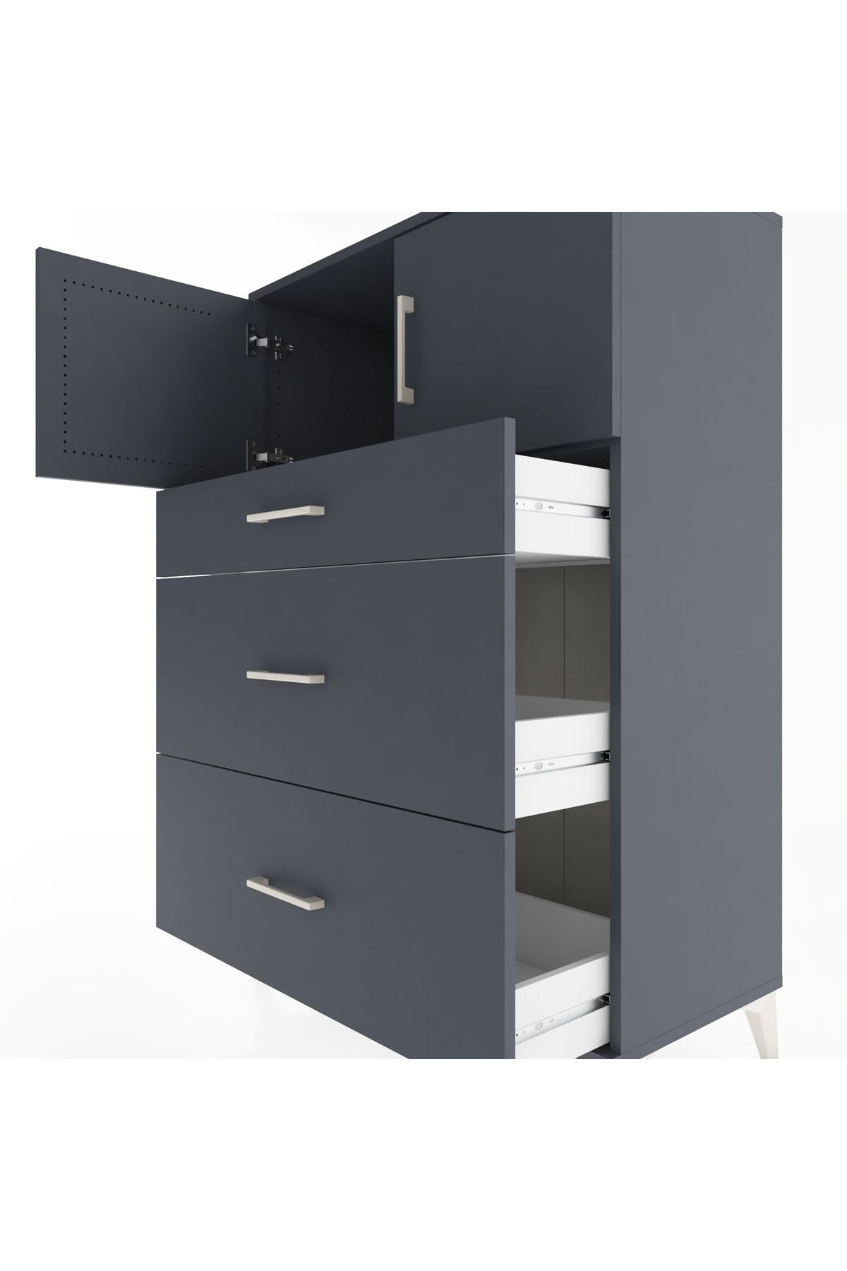 Hyperion Dolap Tek Raflı 3 Çekmeceli 2 Kapaklı 88x44x134 - S51M086V5B