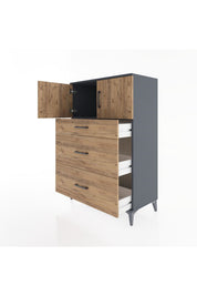 Hyperion Dolap Tek Raflı 3 Çekmeceli 2 Kapaklı 88x44x134 - S51M086V6B