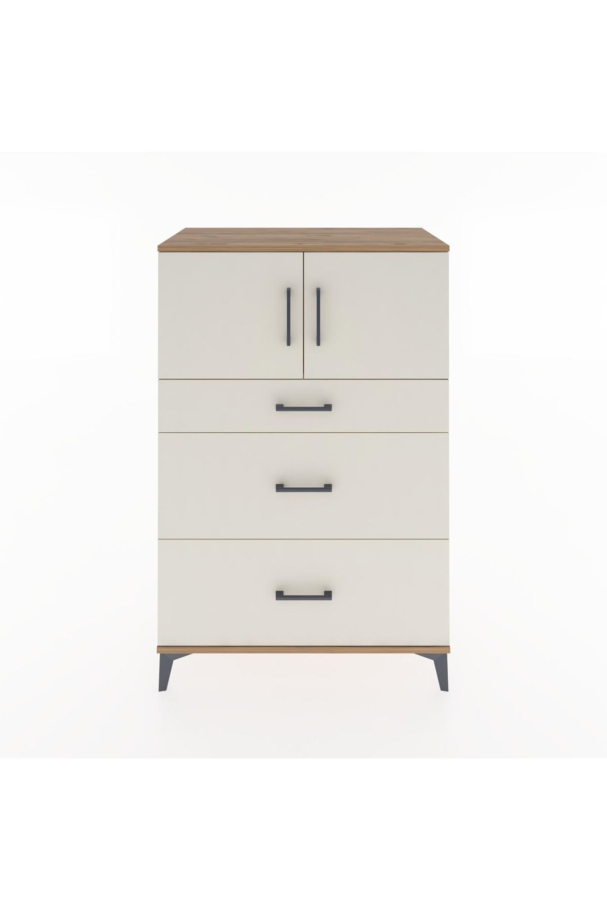 Hyperion Dolap Tek Raflı 3 Çekmeceli 2 Kapaklı 88x44x134 Çam-Aytaşı