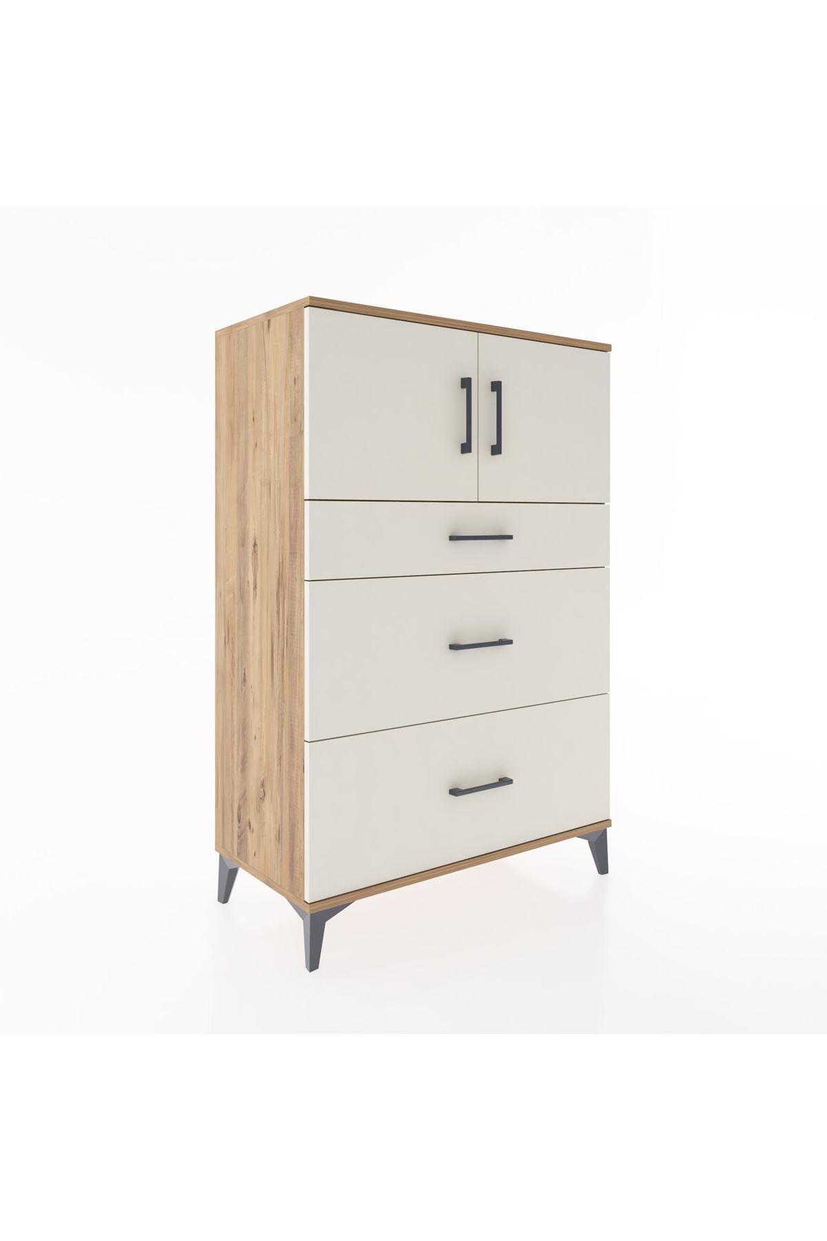Hyperion Dolap Tek Raflı 3 Çekmeceli 2 Kapaklı 88x44x134 Çam-Aytaşı