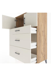 Hyperion Dolap Tek Raflı 3 Çekmeceli 2 Kapaklı 88x44x134 Çam-Aytaşı