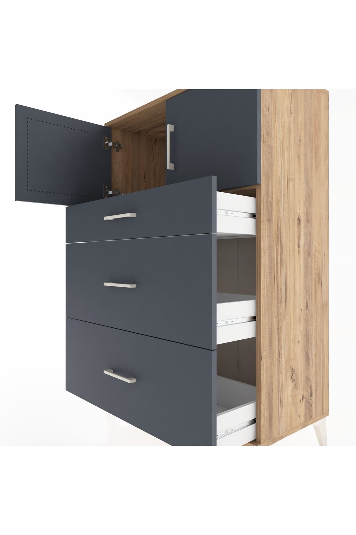 Hyperion Dolap Tek Raflı 3 Çekmeceli 2 Kapaklı 88x44x134 - S51M086V8B