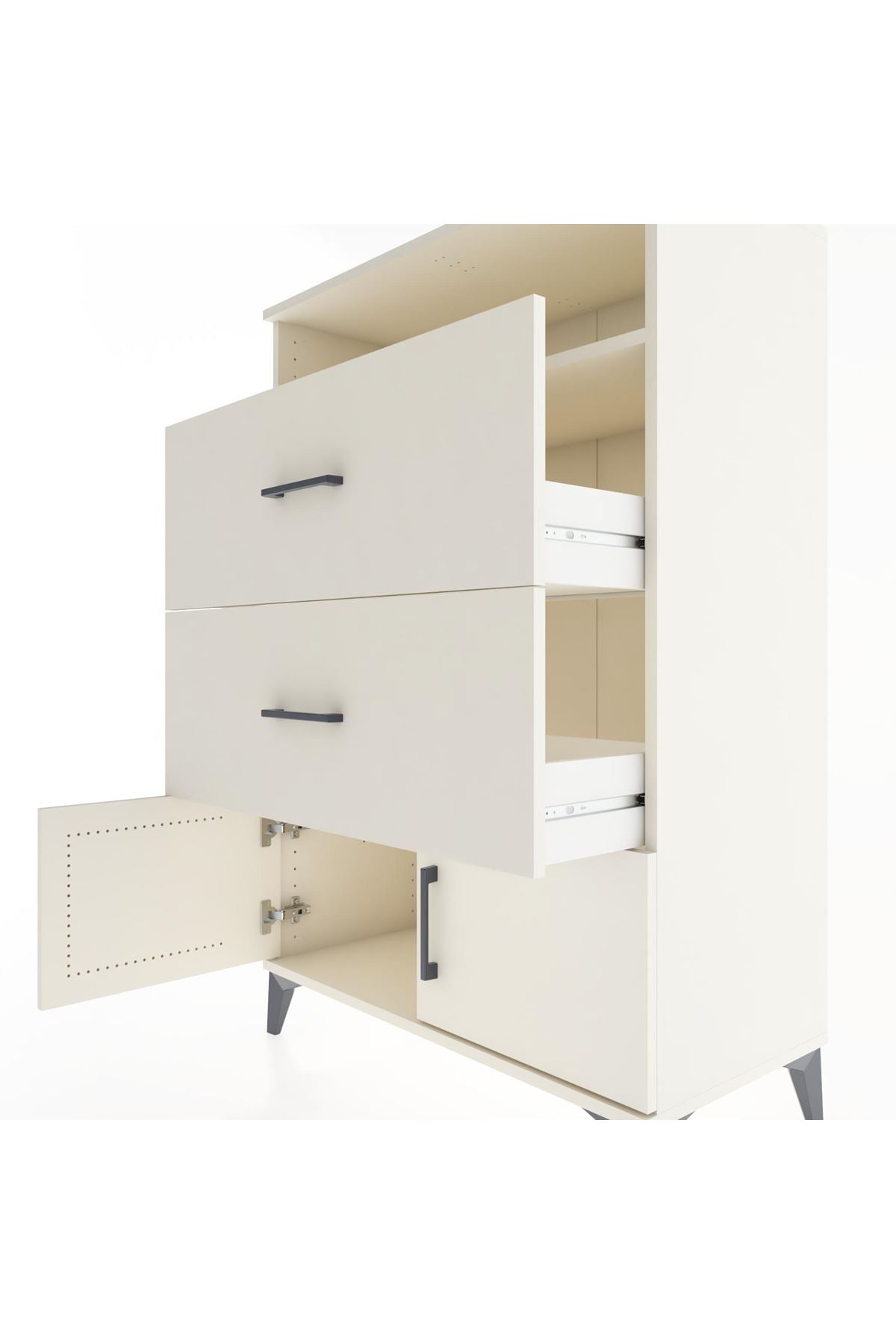 Hyperion Dolap Tek Raflı 2 Çekmeceli 2 Kapaklı 88x44x134 Aytaşı-Aytaşı