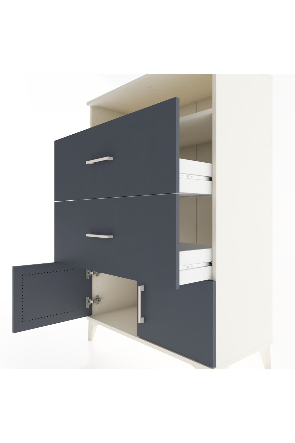 Hyperion Dolap Tek Raflı 2 Çekmeceli 2 Kapaklı 88x44x134 - S51M087V2B