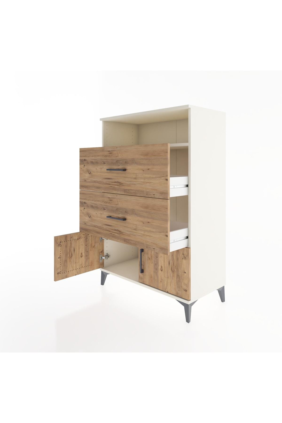 Hyperion Dolap Tek Raflı 2 Çekmeceli 2 Kapaklı 88x44x134 - S51M087V3B