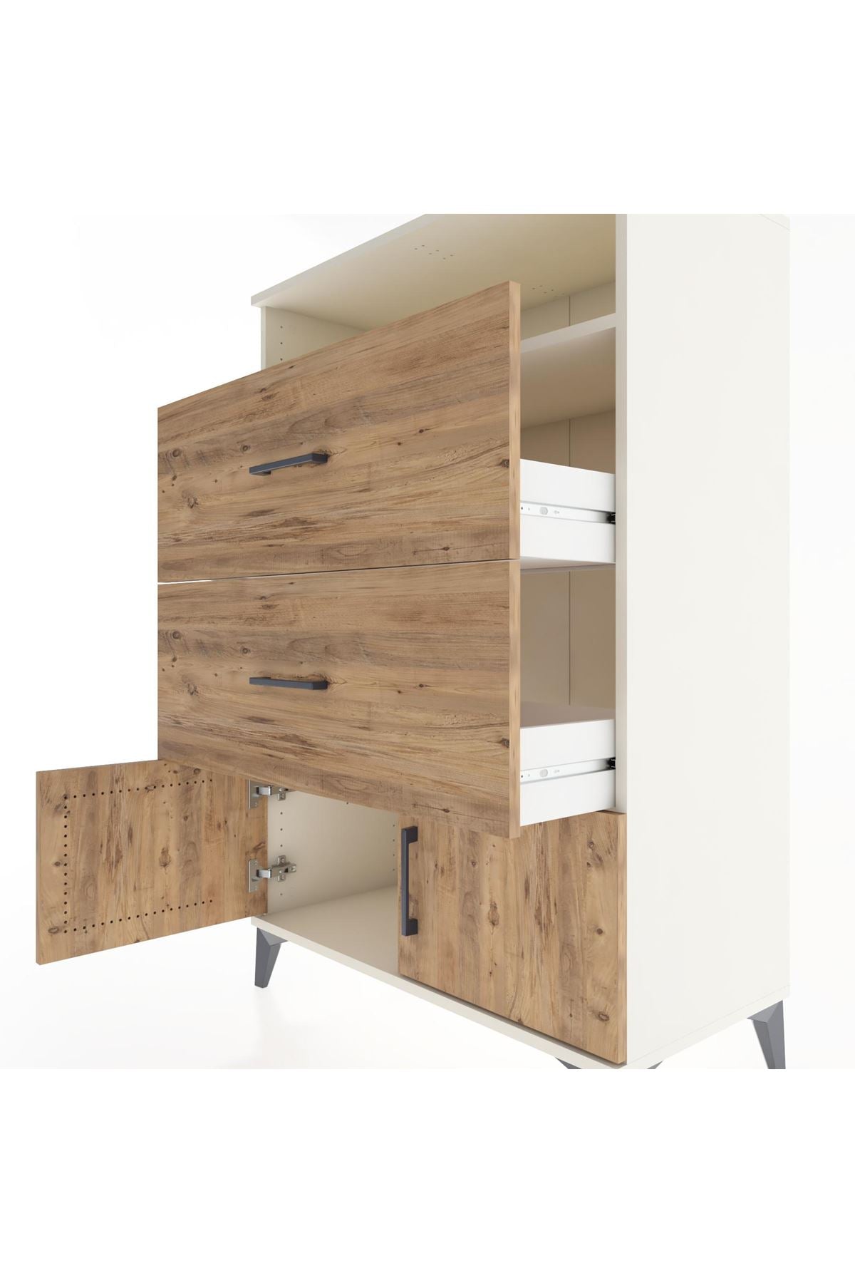 Hyperion Dolap Tek Raflı 2 Çekmeceli 2 Kapaklı 88x44x134 - S51M087V3B