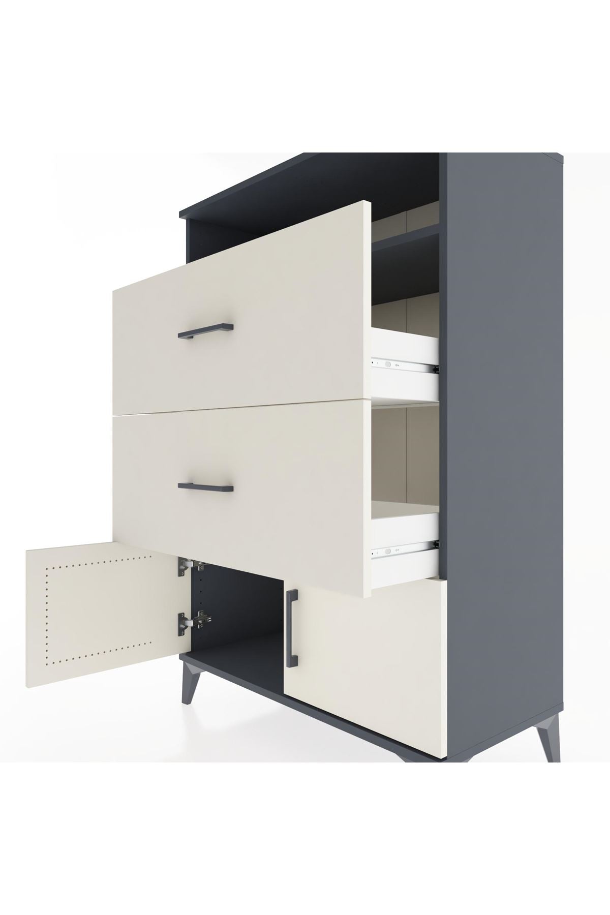 Hyperion Dolap Tek Raflı 2 Çekmeceli 2 Kapaklı 88x44x134 - S51M087V4B