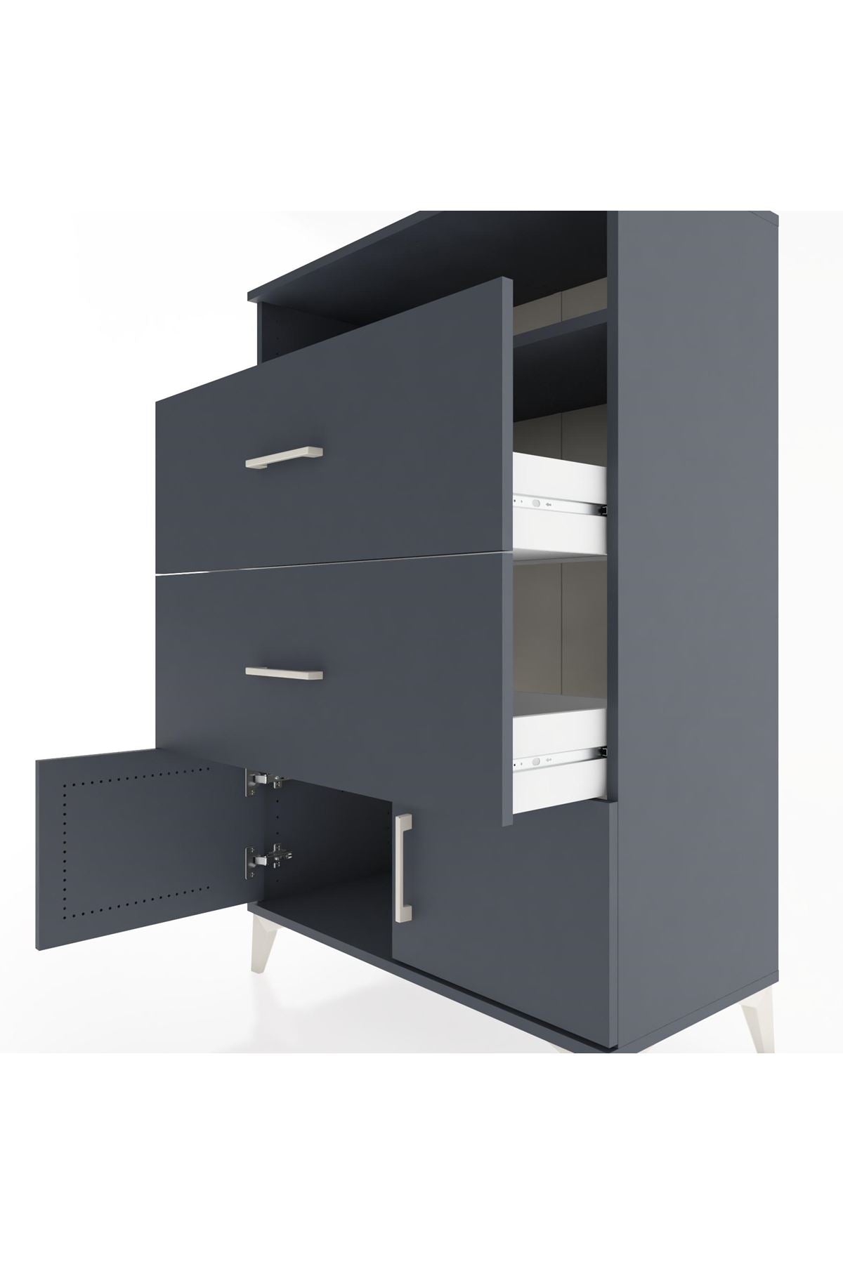 Hyperion Dolap Tek Raflı 2 Çekmeceli 2 Kapaklı 88x44x134 - S51M087V5B