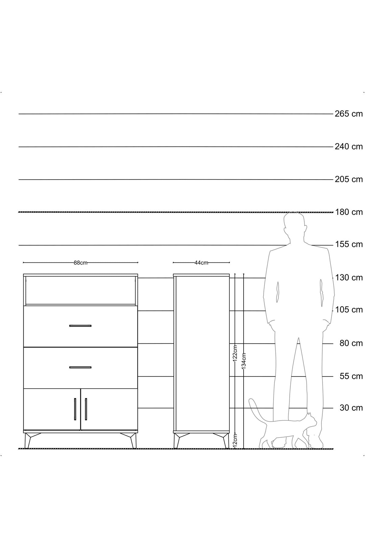 Hyperion Dolap Tek Raflı 2 Çekmeceli 2 Kapaklı 88x44x134 - S51M087V5B