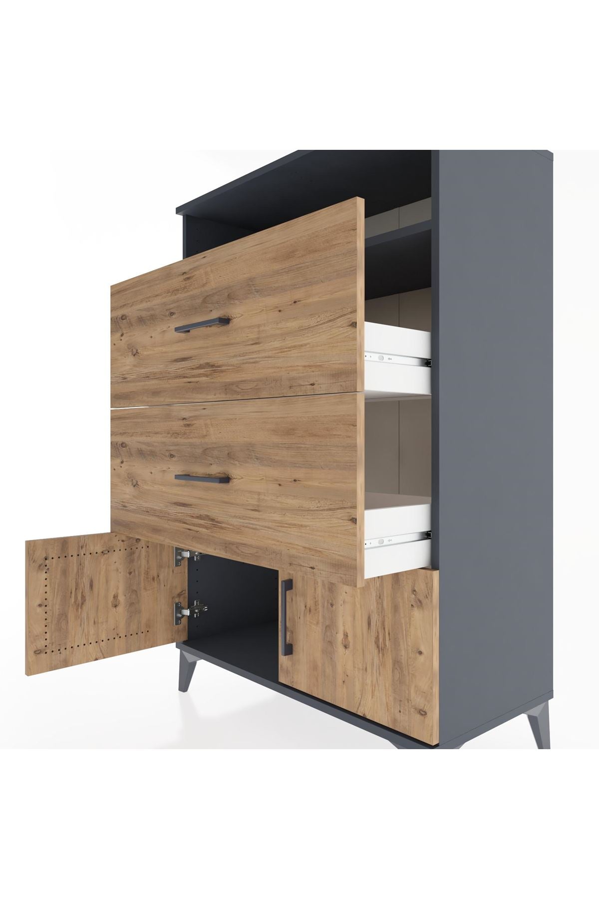 Hyperion Dolap Tek Raflı 2 Çekmeceli 2 Kapaklı 88x44x134 - S51M087V6B