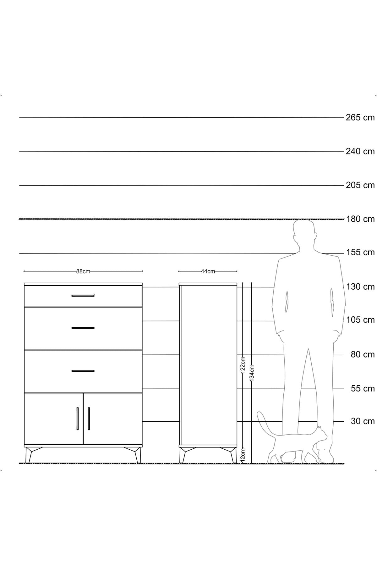 Hyperion Dolap 3 Çekmeceli 2 Kapaklı 88x44x134 Aytaşı-Antrasit