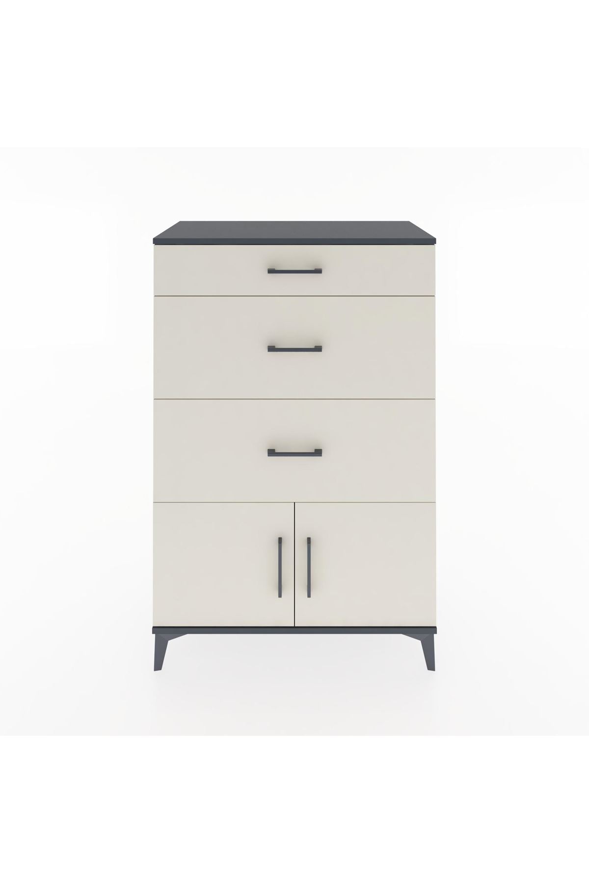 Hyperion Dolap 3 Çekmeceli 2 Kapaklı 88x44x134 Antrasit-Aytaşı