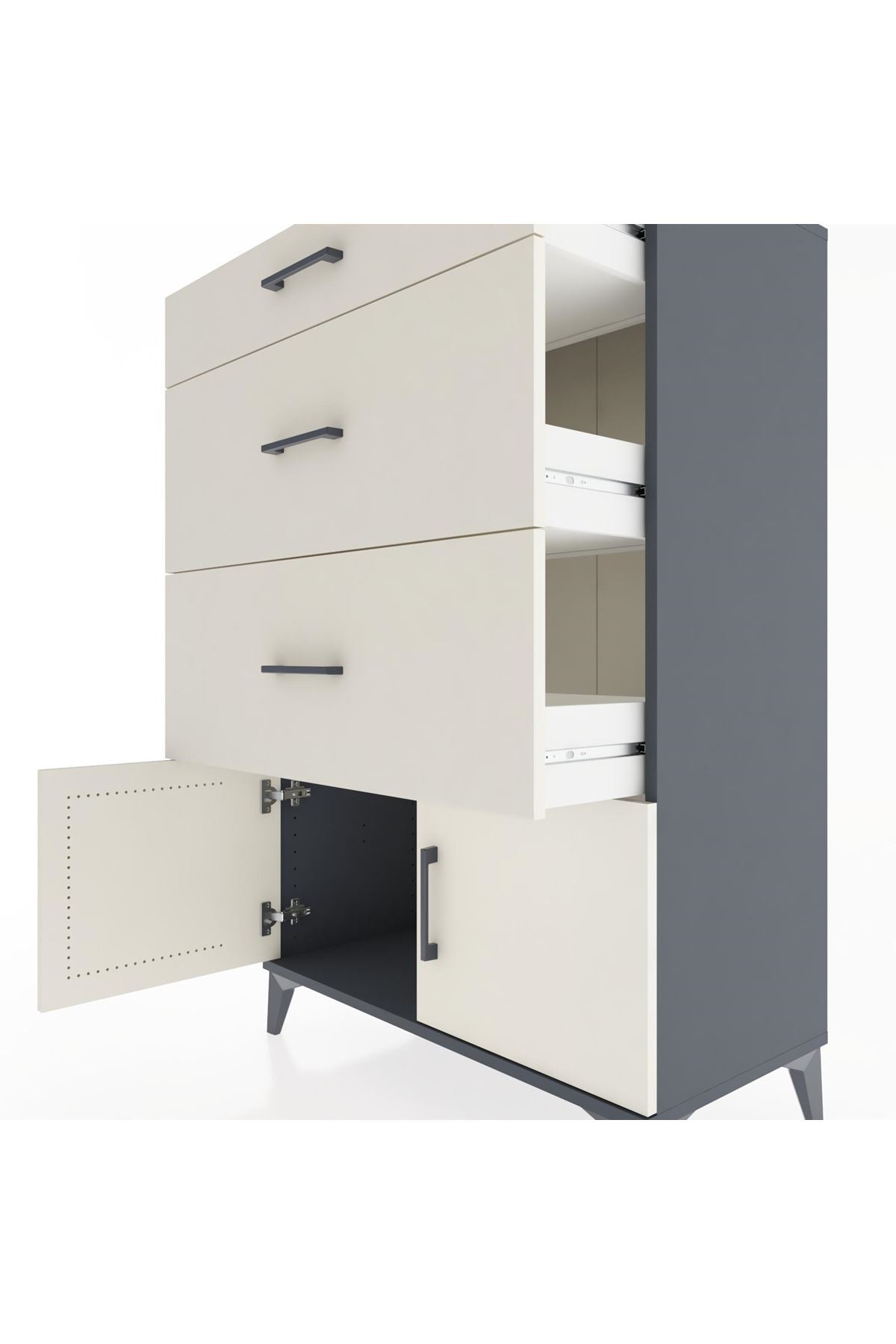Hyperion Dolap 3 Çekmeceli 2 Kapaklı 88x44x134 Antrasit-Aytaşı
