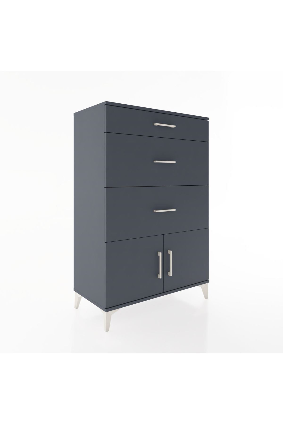 Hyperion Dolap 3 Çekmeceli 2 Kapaklı 88x44x134 Antrasit-Antrasit