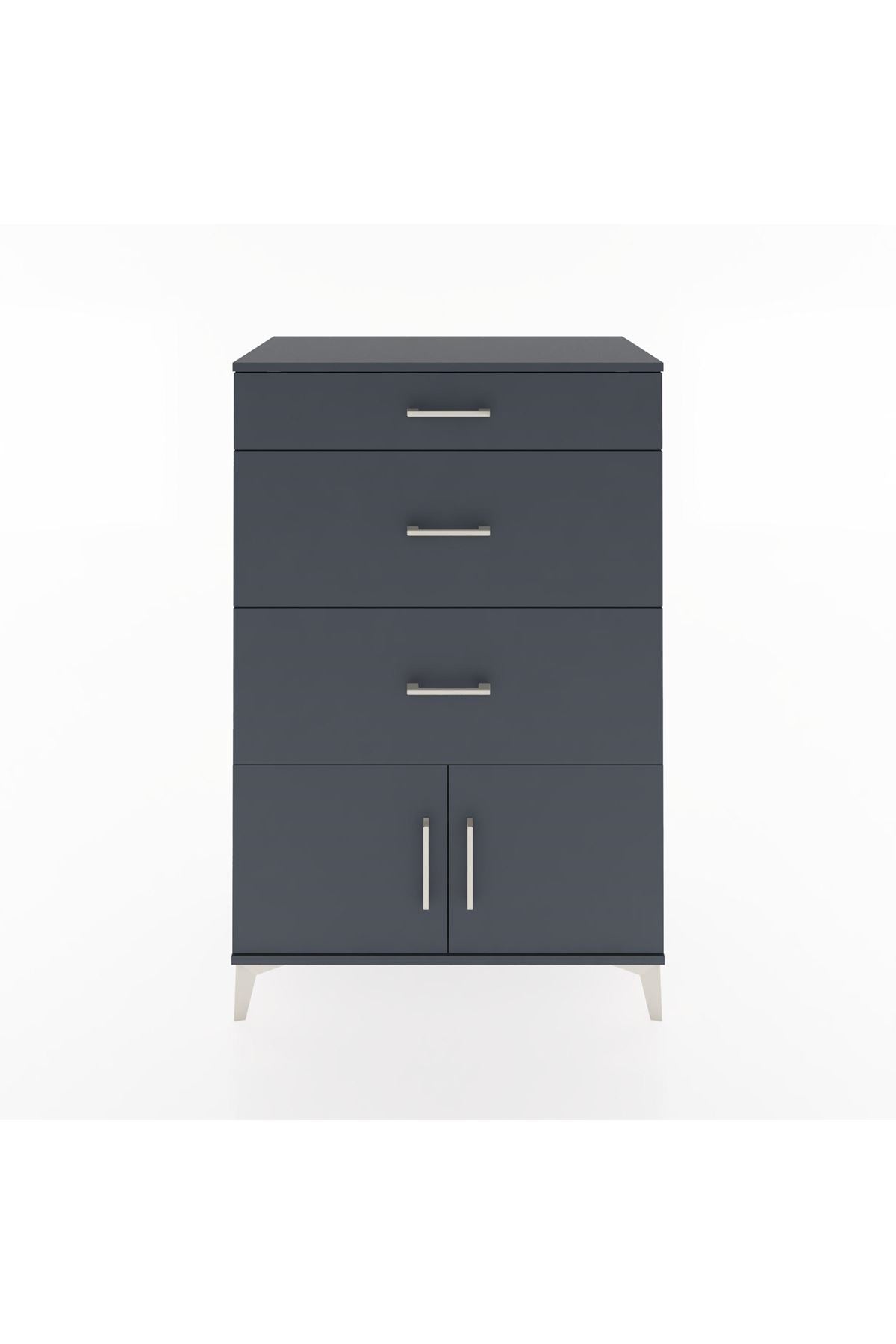 Hyperion Dolap 3 Çekmeceli 2 Kapaklı 88x44x134 Antrasit-Antrasit