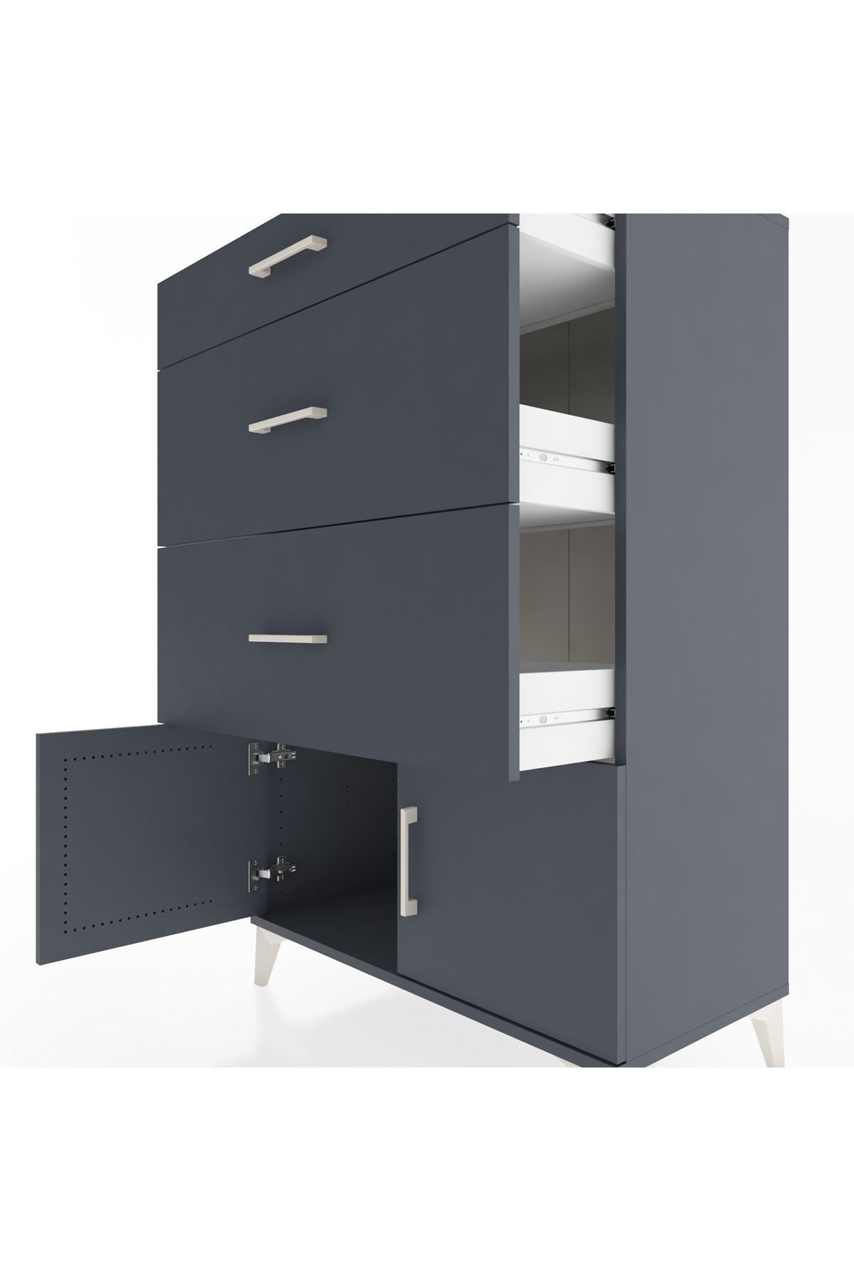 Hyperion Dolap 3 Çekmeceli 2 Kapaklı 88x44x134 Antrasit-Antrasit