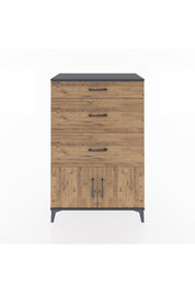 Hyperion Dolap 3 Çekmeceli 2 Kapaklı 88x44x134 Antrasit-Çam