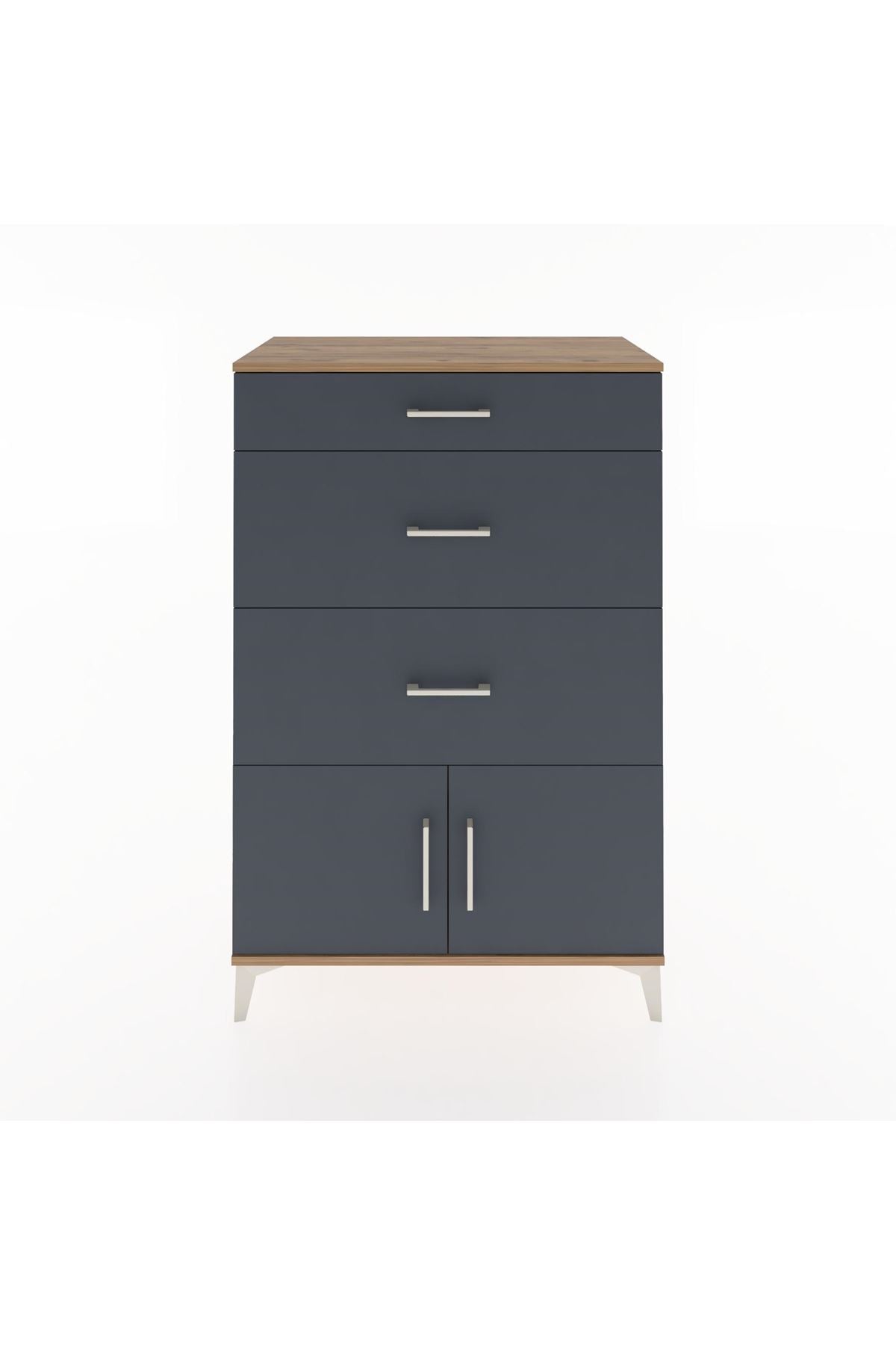 Hyperion Dolap 3 Çekmeceli 2 Kapaklı 88x44x134 Çam-Antrasit