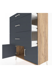 Hyperion Dolap 3 Çekmeceli 2 Kapaklı 88x44x134 Çam-Antrasit