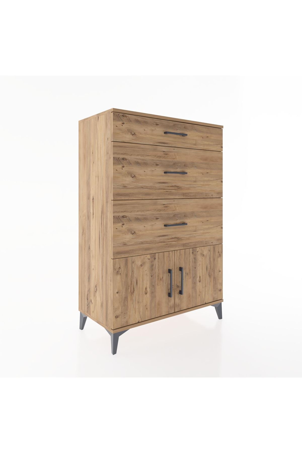 Hyperion Dolap 3 Çekmeceli 2 Kapaklı 88x44x134 Çam-Çam