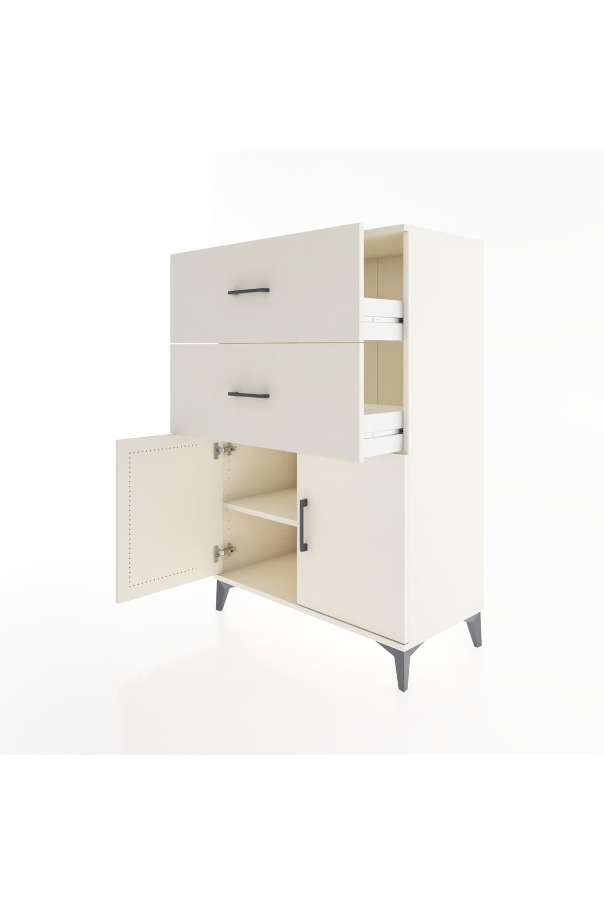 Hyperion Dolap Tek Raflı 2 Çekmeceli 2 Kapaklı 88x44x134 Aytaşı-Aytaşı