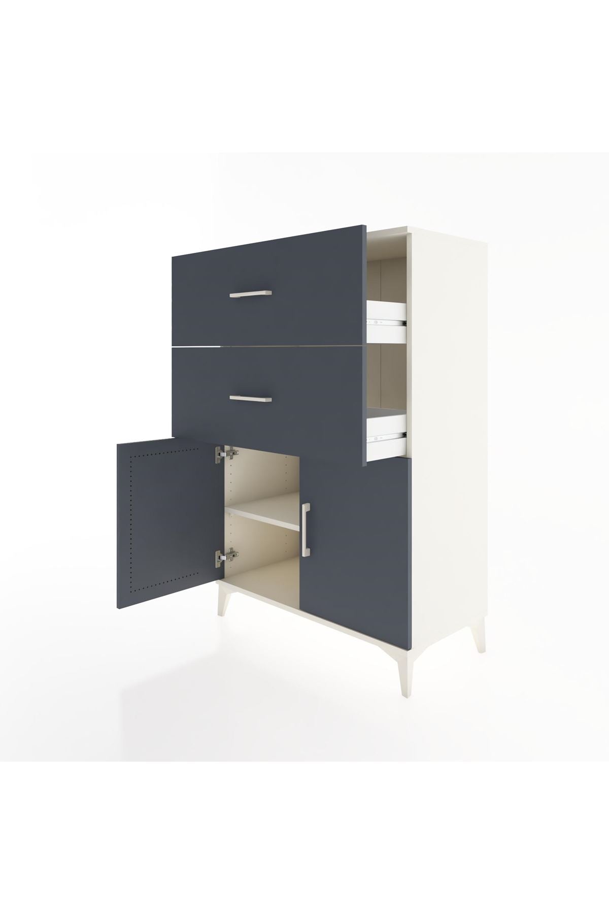Hyperion Dolap Tek Raflı 2 Çekmeceli 2 Kapaklı 88x44x134 - S51M089V2B