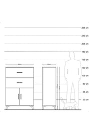 Hyperion Dolap Tek Raflı 2 Çekmeceli 2 Kapaklı 88x44x134 - S51M089V2B