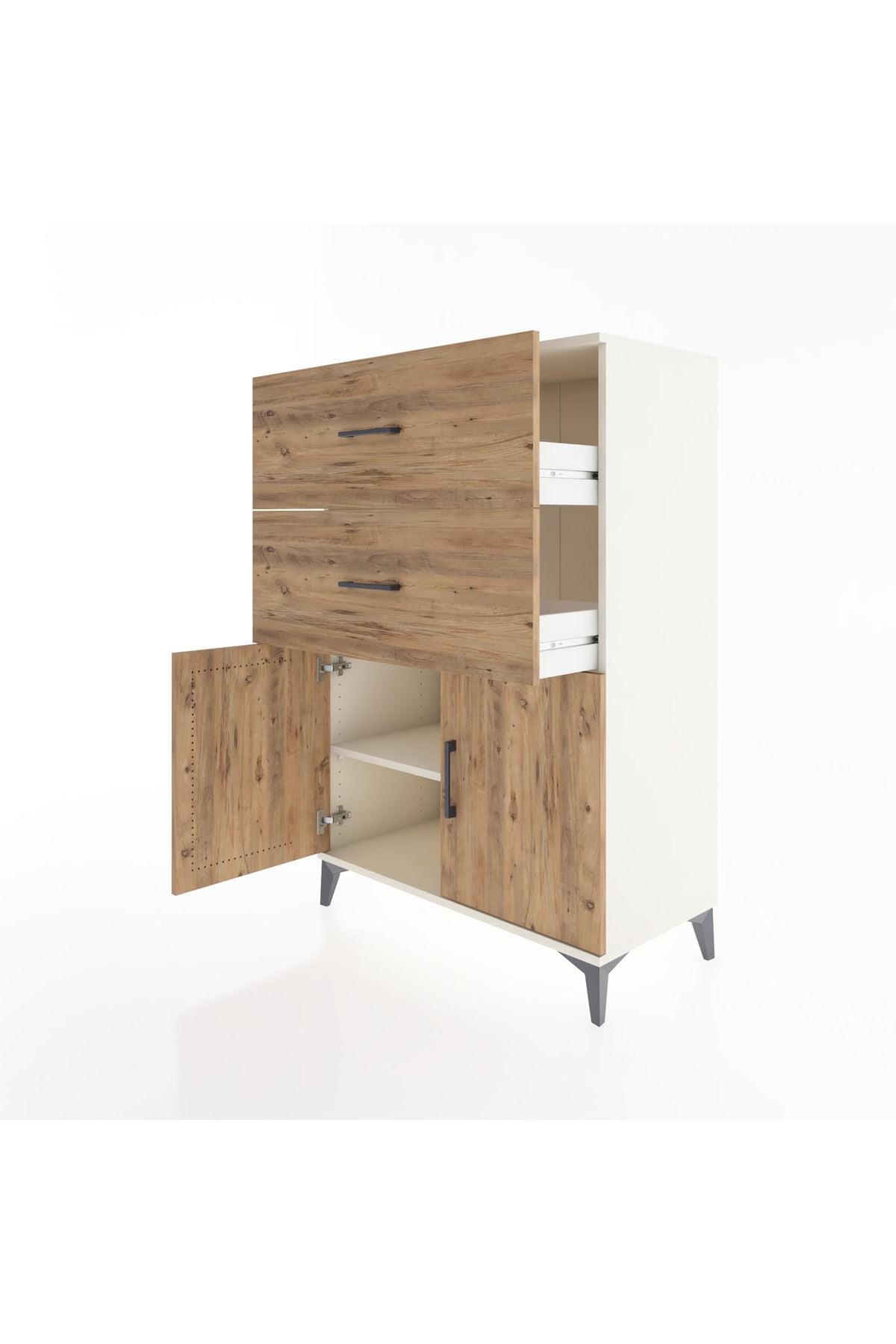 Hyperion Dolap Tek Raflı 2 Çekmeceli 2 Kapaklı 88x44x134 - S51M089V3B