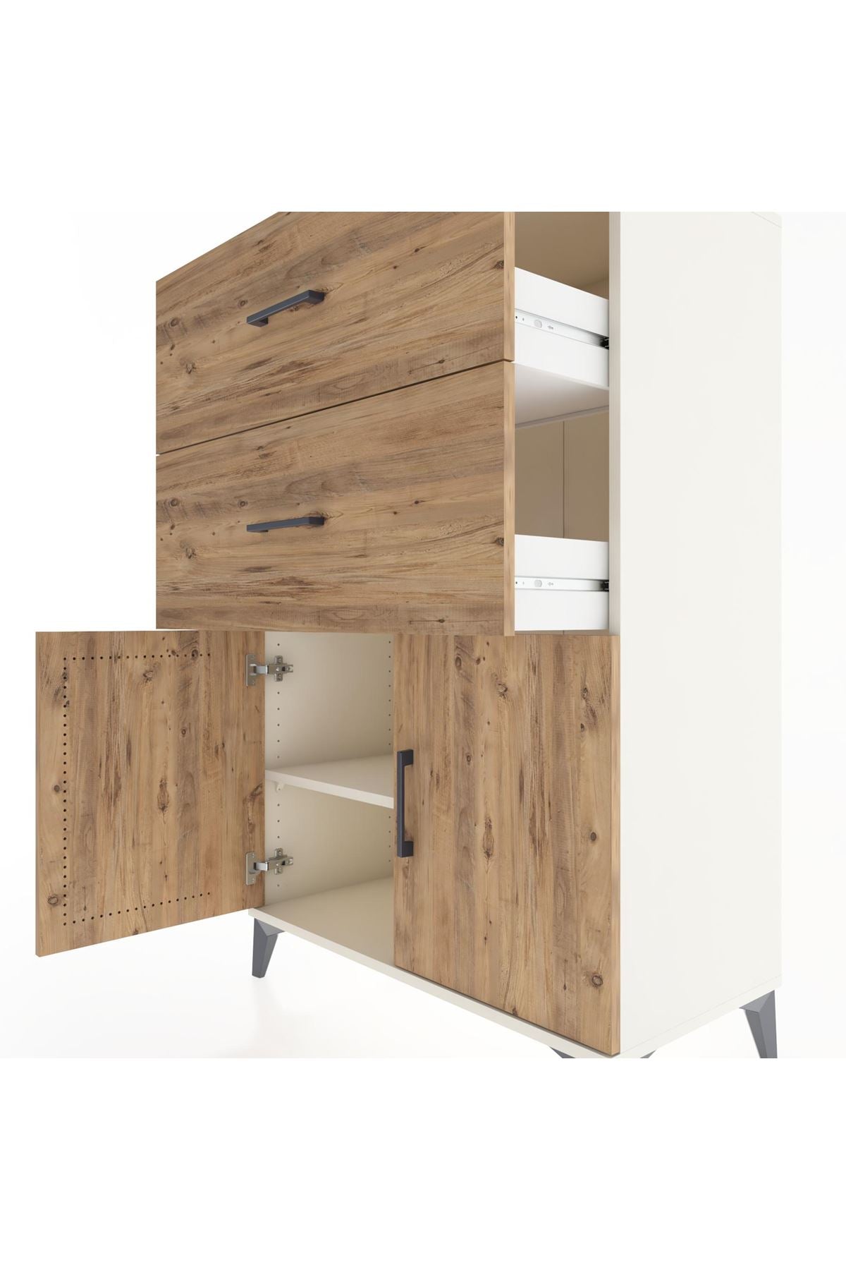 Hyperion Dolap Tek Raflı 2 Çekmeceli 2 Kapaklı 88x44x134 - S51M089V3B