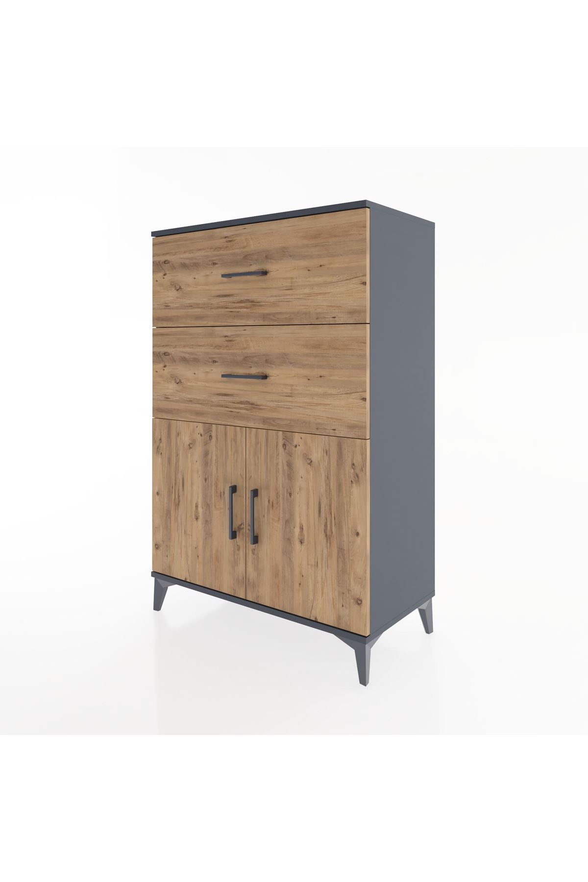 Hyperion Dolap Tek Raflı 2 Çekmeceli 2 Kapaklı 88x44x134 - S51M089V6B