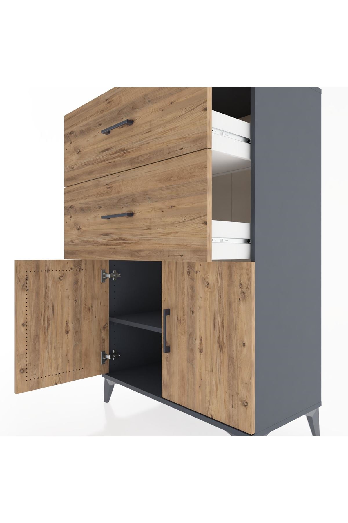 Hyperion Dolap Tek Raflı 2 Çekmeceli 2 Kapaklı 88x44x134 - S51M089V6B