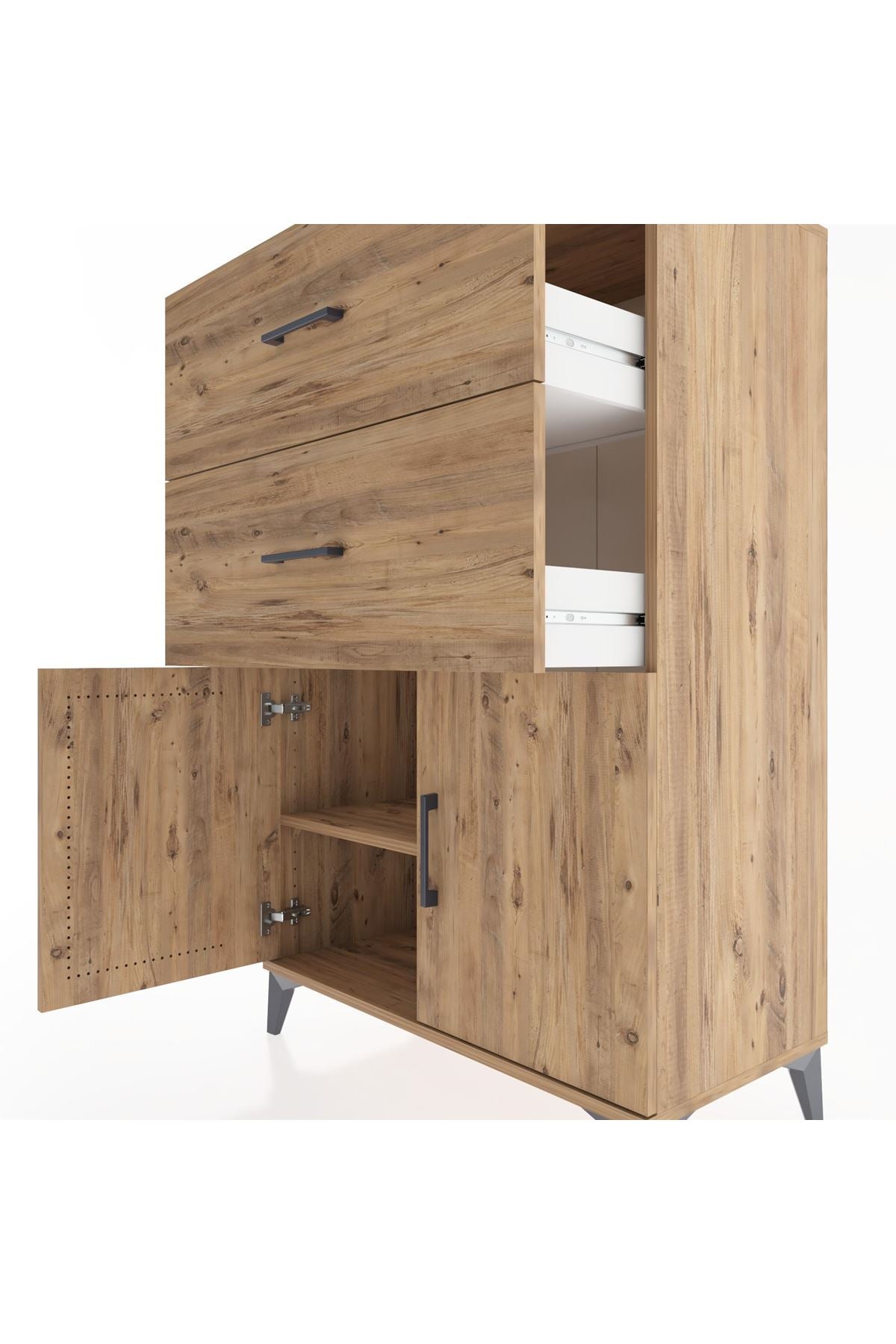 Hyperion Dolap Tek Raflı 2 Çekmeceli 2 Kapaklı 88x44x134 - S51M089V9B
