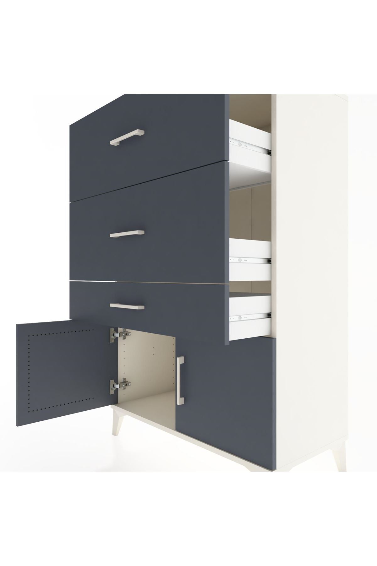 Hyperion Dolap 3 Çekmeceli 2 Kapaklı 88x44x134 Aytaşı-Antrasit