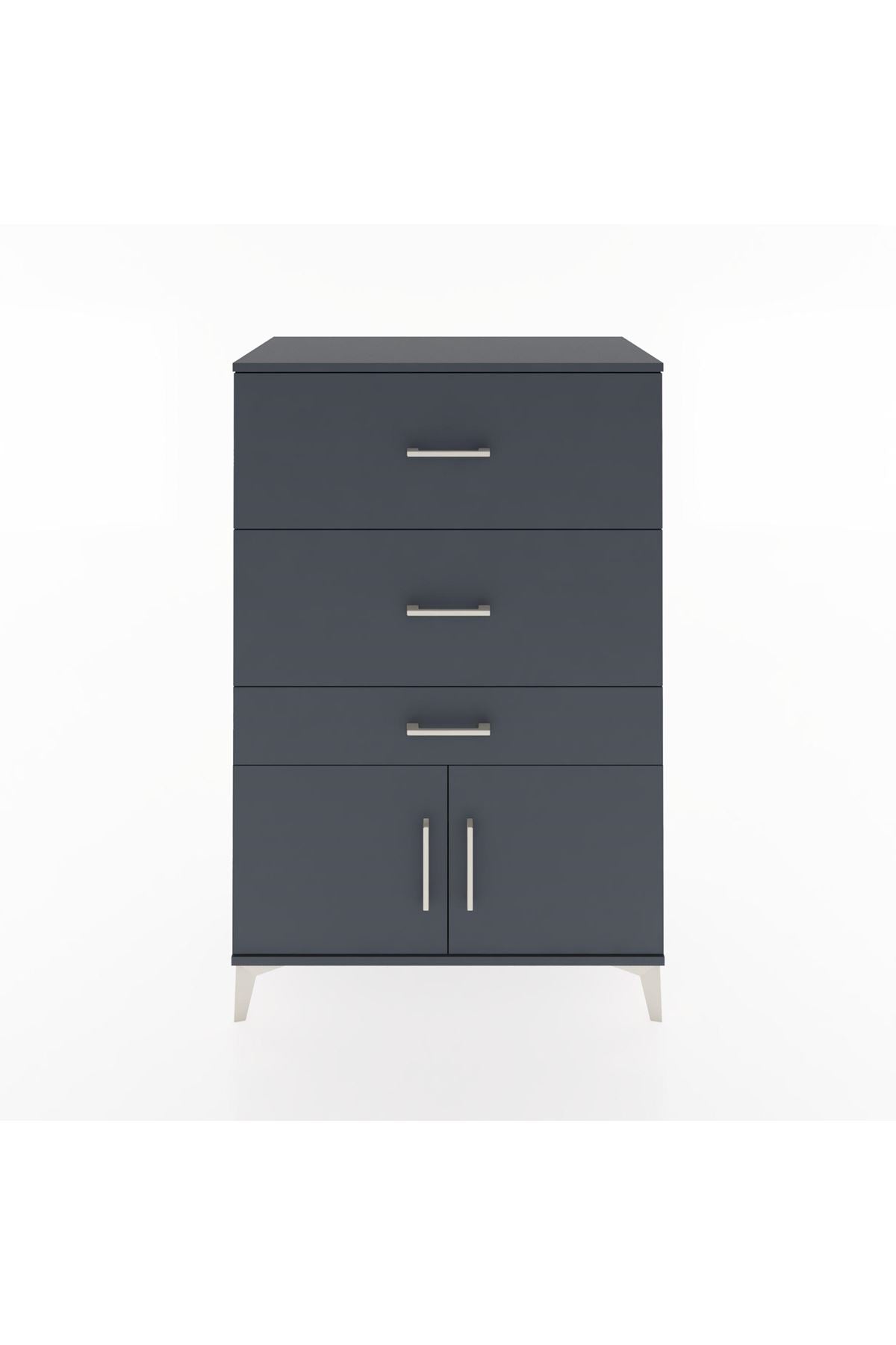 Hyperion Dolap 3 Çekmeceli 2 Kapaklı 88x44x134 Antrasit-Antrasit