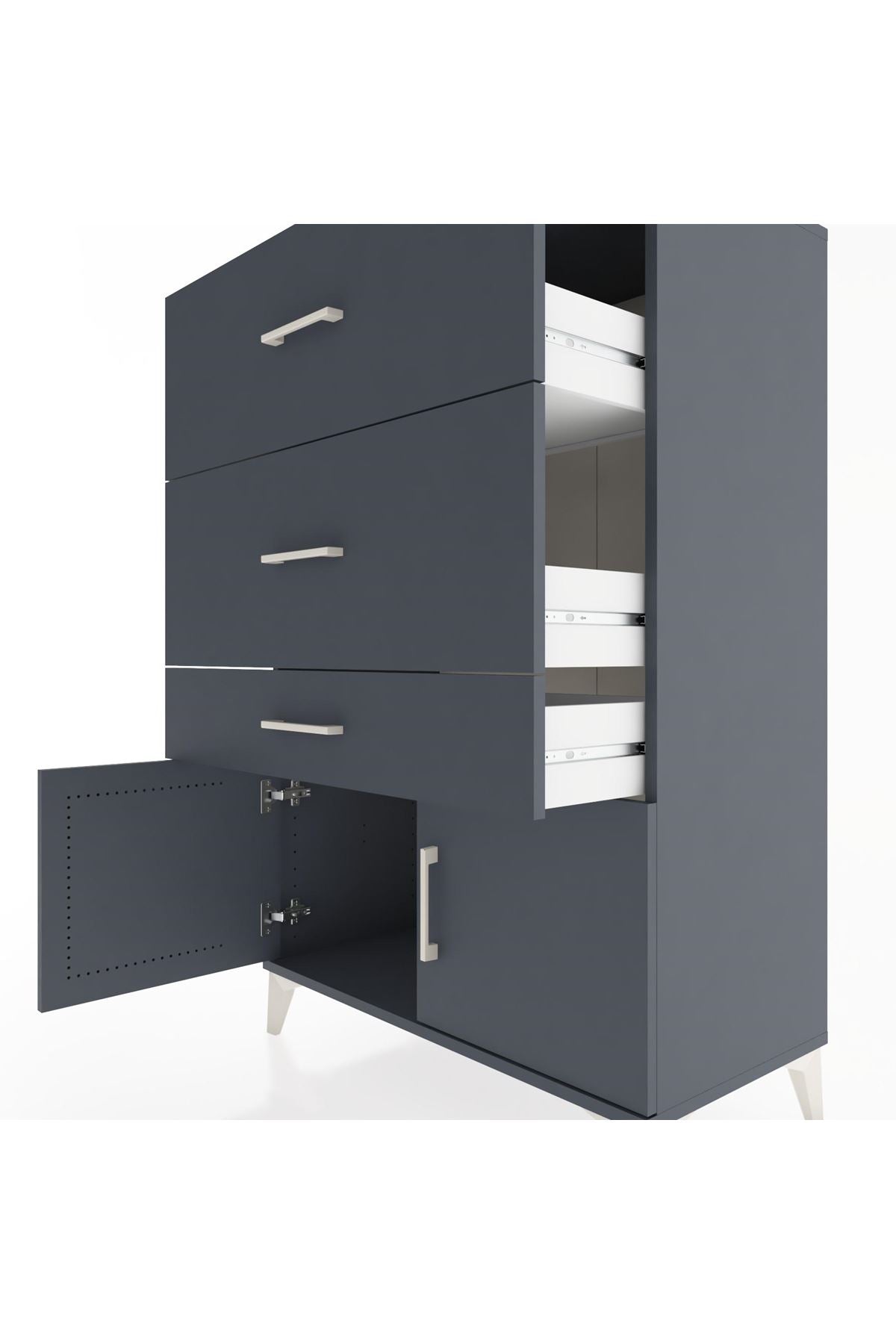 Hyperion Dolap 3 Çekmeceli 2 Kapaklı 88x44x134 Antrasit-Antrasit