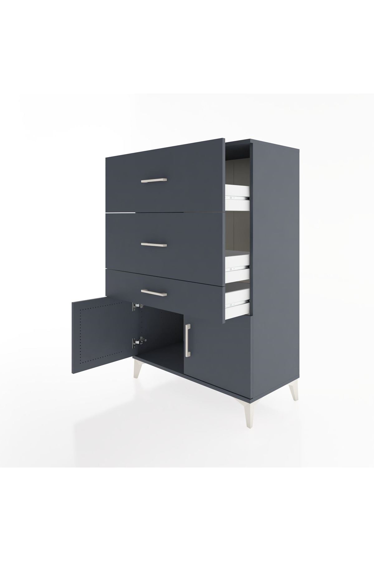 Hyperion Dolap 3 Çekmeceli 2 Kapaklı 88x44x134 Antrasit-Antrasit