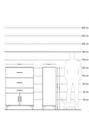 Hyperion Dolap 3 Çekmeceli 2 Kapaklı 88x44x134 Antrasit-Antrasit