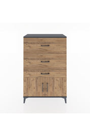 Hyperion Dolap 3 Çekmeceli 2 Kapaklı 88x44x134 Antrasit-Çam