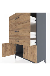 Hyperion Dolap 3 Çekmeceli 2 Kapaklı 88x44x134 Antrasit-Çam