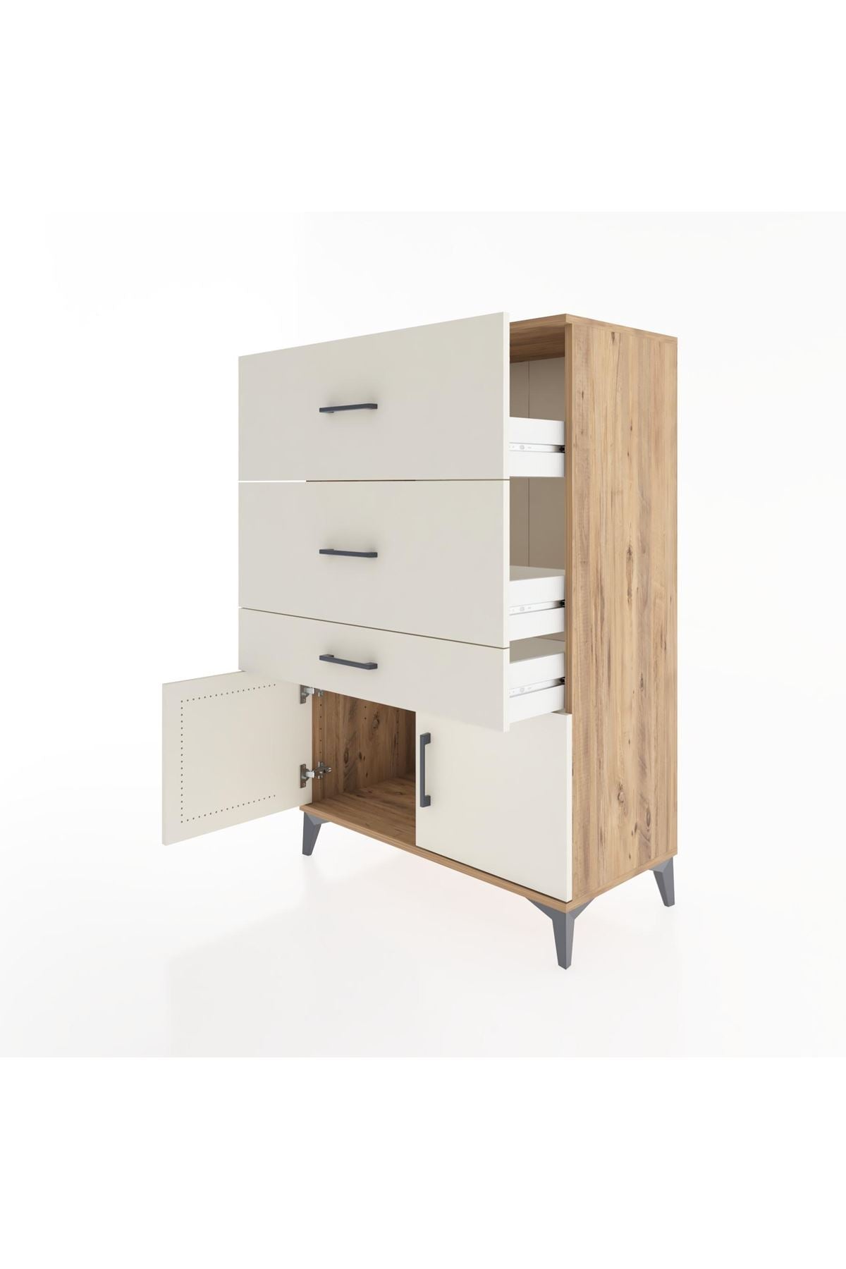 Hyperion Dolap 3 Çekmeceli 2 Kapaklı 88x44x134 Çam-Aytaşı