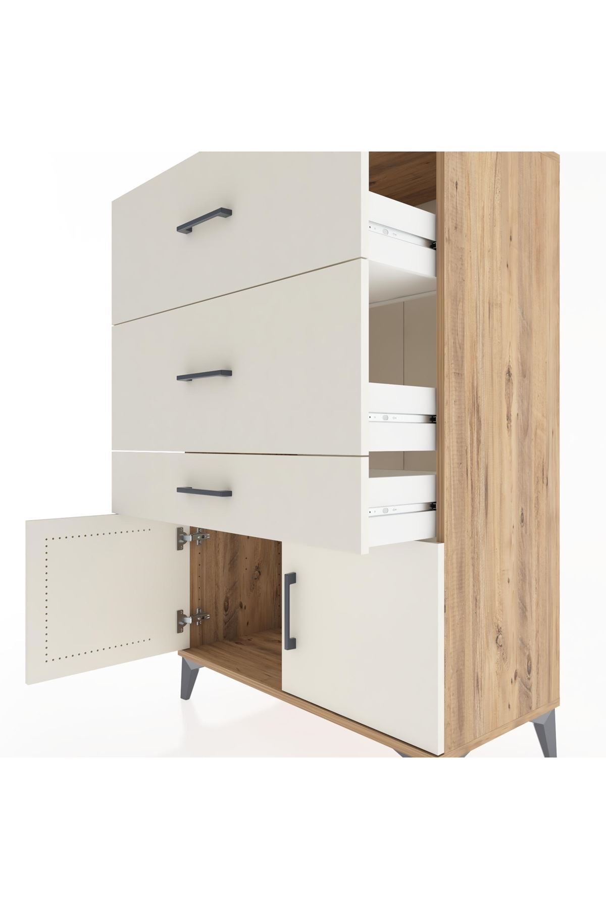 Hyperion Dolap 3 Çekmeceli 2 Kapaklı 88x44x134 Çam-Aytaşı