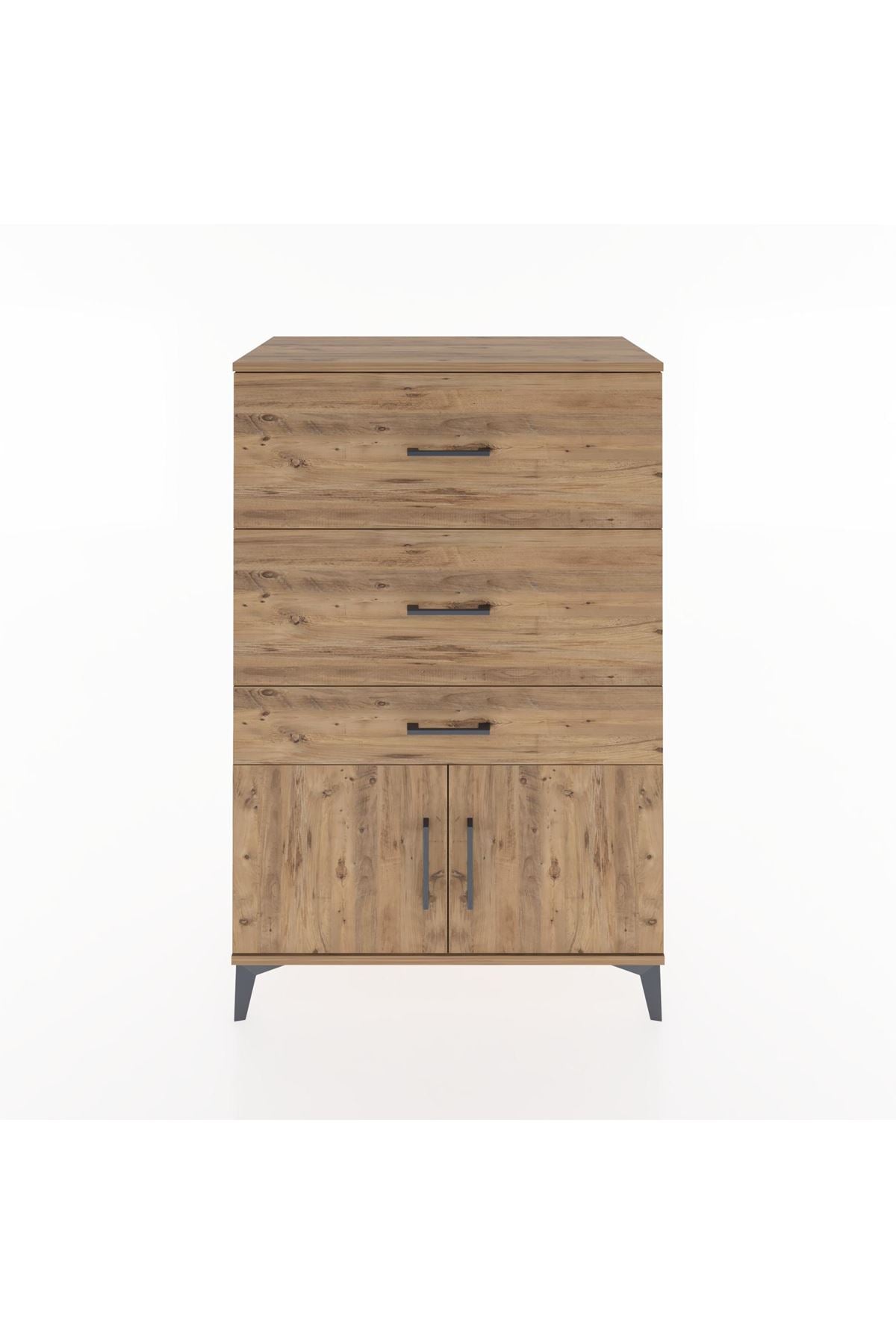 Hyperion Dolap 3 Çekmeceli 2 Kapaklı 88x44x134 Çam-Çam