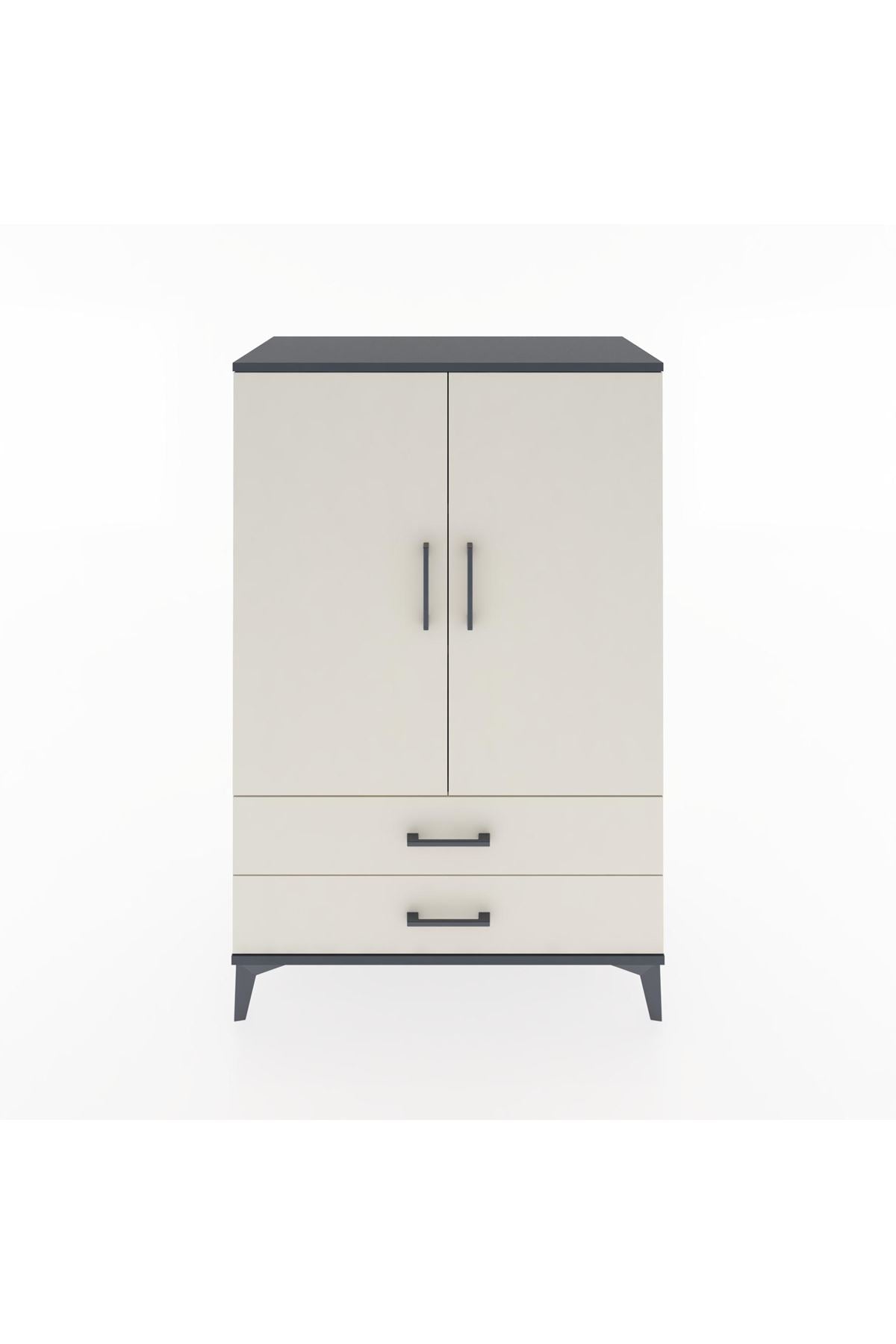 Hyperion Dolap 3 Raflı 2 Çekmeceli 2 Kapaklı 88x44x134 Antrasit-Aytaşı